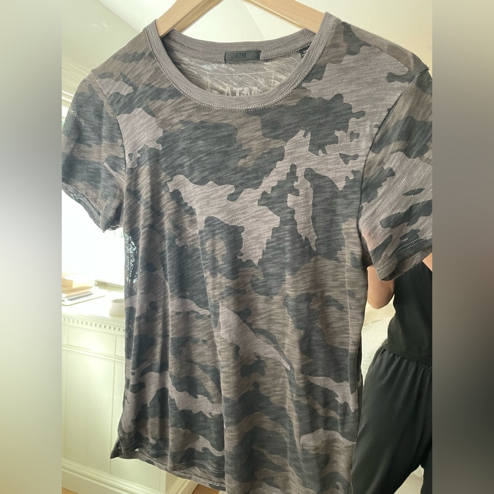Atm camouflage scoop neck top